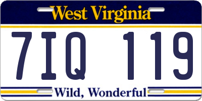 WV license plate 7IQ119