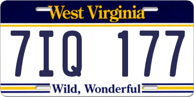 WV license plate 7IQ177