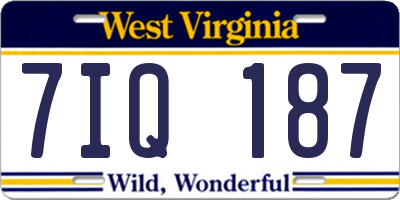 WV license plate 7IQ187