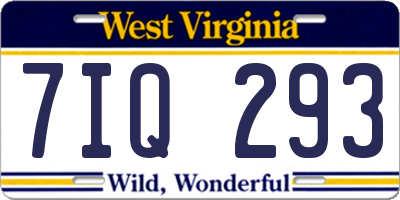 WV license plate 7IQ293