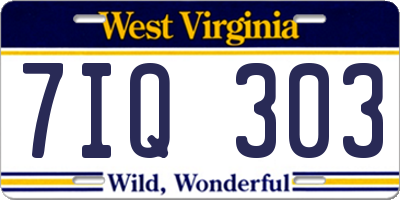 WV license plate 7IQ303