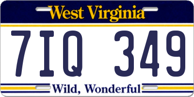 WV license plate 7IQ349