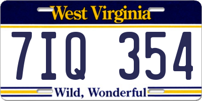WV license plate 7IQ354