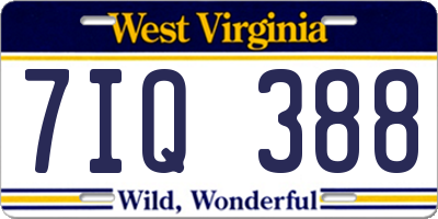 WV license plate 7IQ388