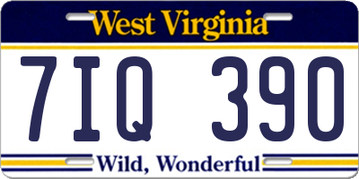 WV license plate 7IQ390