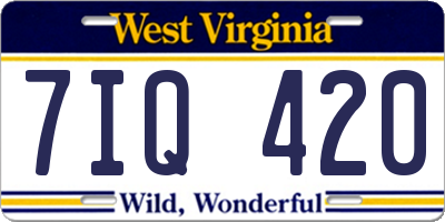 WV license plate 7IQ420