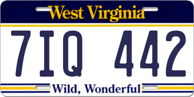 WV license plate 7IQ442
