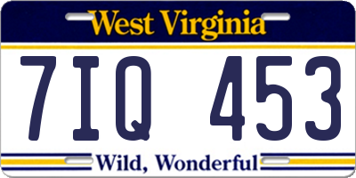 WV license plate 7IQ453