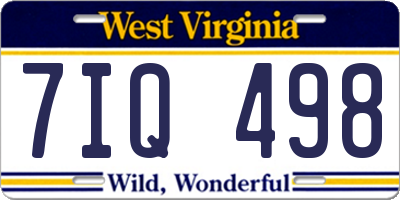 WV license plate 7IQ498