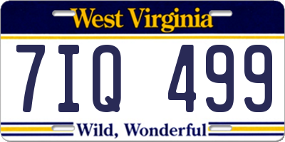 WV license plate 7IQ499