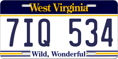 WV license plate 7IQ534