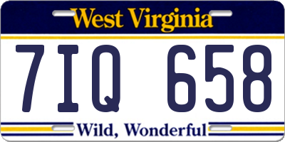 WV license plate 7IQ658