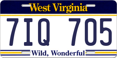 WV license plate 7IQ705