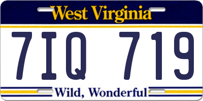 WV license plate 7IQ719