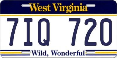 WV license plate 7IQ720
