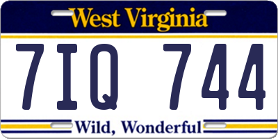 WV license plate 7IQ744