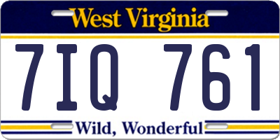 WV license plate 7IQ761