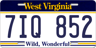WV license plate 7IQ852