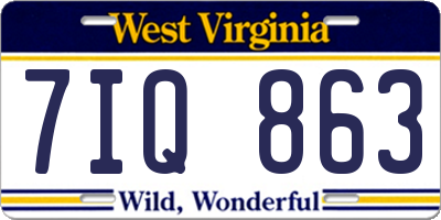 WV license plate 7IQ863