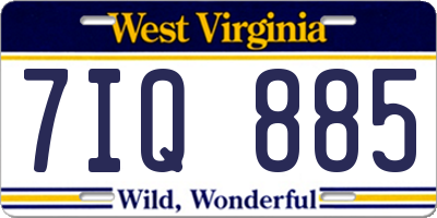 WV license plate 7IQ885