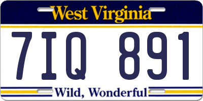 WV license plate 7IQ891