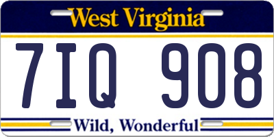 WV license plate 7IQ908