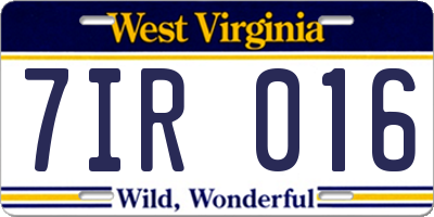 WV license plate 7IR016