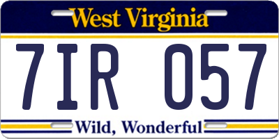 WV license plate 7IR057