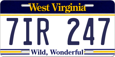 WV license plate 7IR247