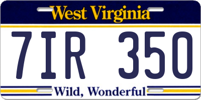 WV license plate 7IR350