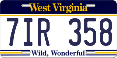 WV license plate 7IR358