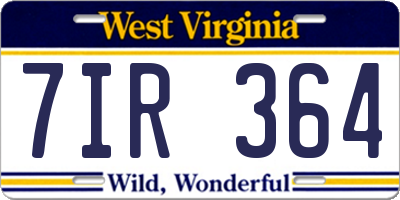 WV license plate 7IR364