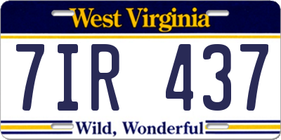 WV license plate 7IR437