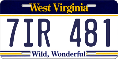 WV license plate 7IR481