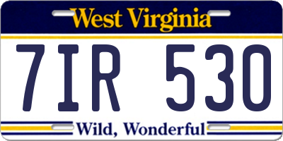 WV license plate 7IR530