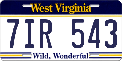 WV license plate 7IR543