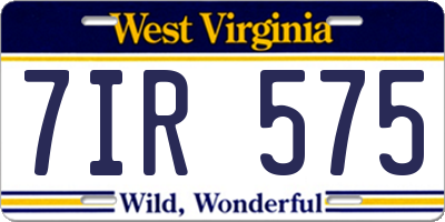 WV license plate 7IR575