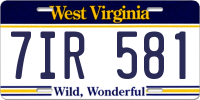 WV license plate 7IR581