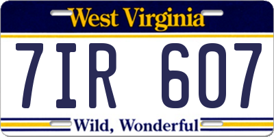 WV license plate 7IR607