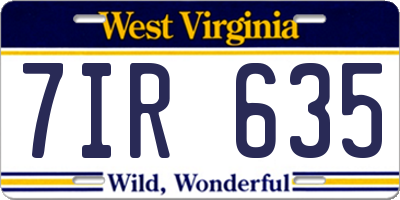 WV license plate 7IR635