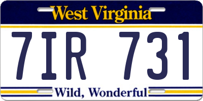 WV license plate 7IR731