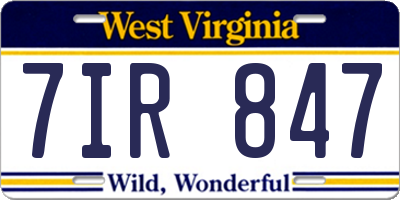 WV license plate 7IR847