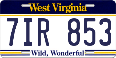 WV license plate 7IR853