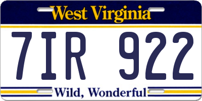 WV license plate 7IR922