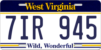 WV license plate 7IR945