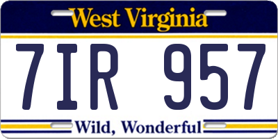 WV license plate 7IR957