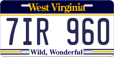 WV license plate 7IR960