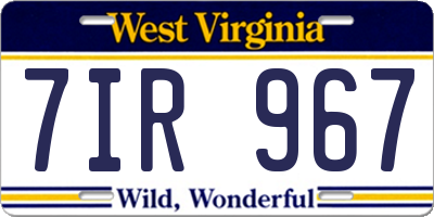 WV license plate 7IR967