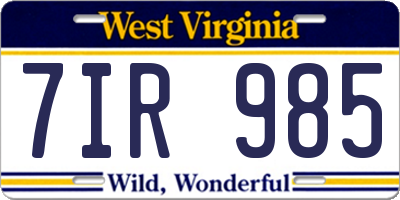 WV license plate 7IR985