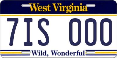 WV license plate 7IS000